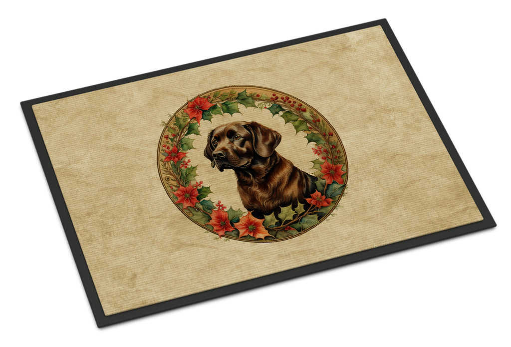 Labrador Retriever Christmas Flowers Doormat