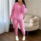 Women's Fashionable Knitted Wool Trousers Suit