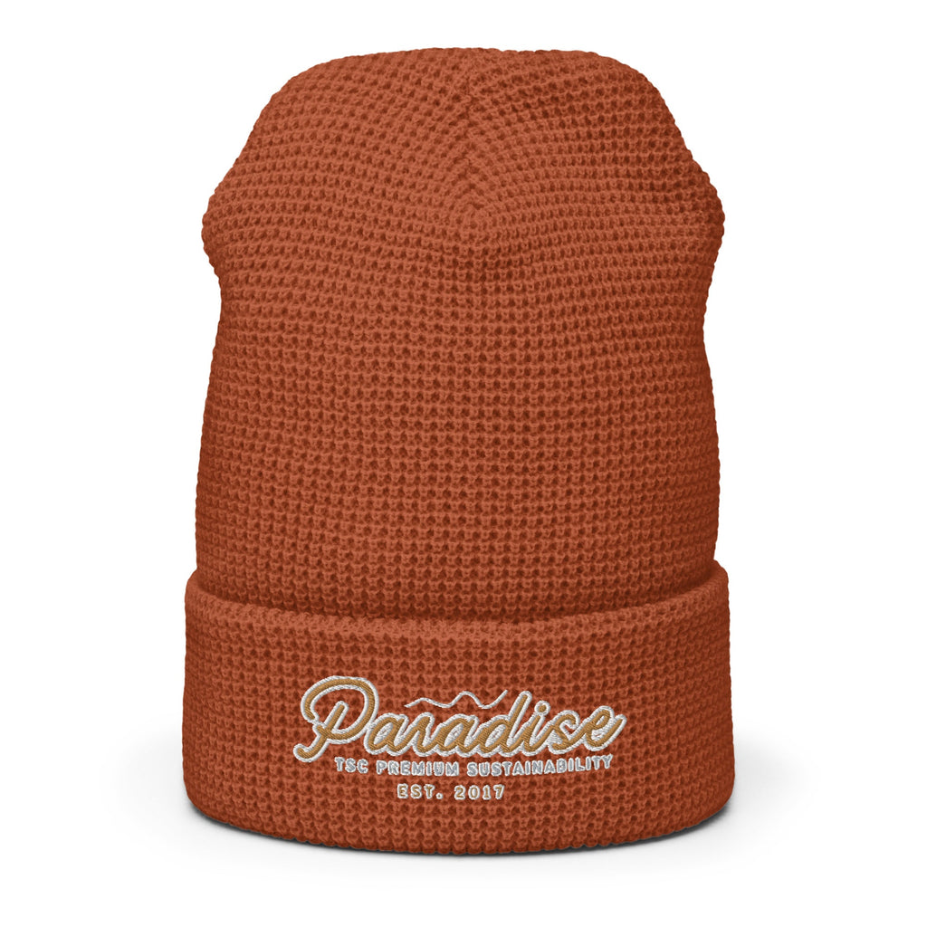 Premium Paradise Waffle Beanie | Embroidered Cap