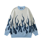 Men's Abstract Flame Jacquard Knitted Pullover Sweater | Streetwear