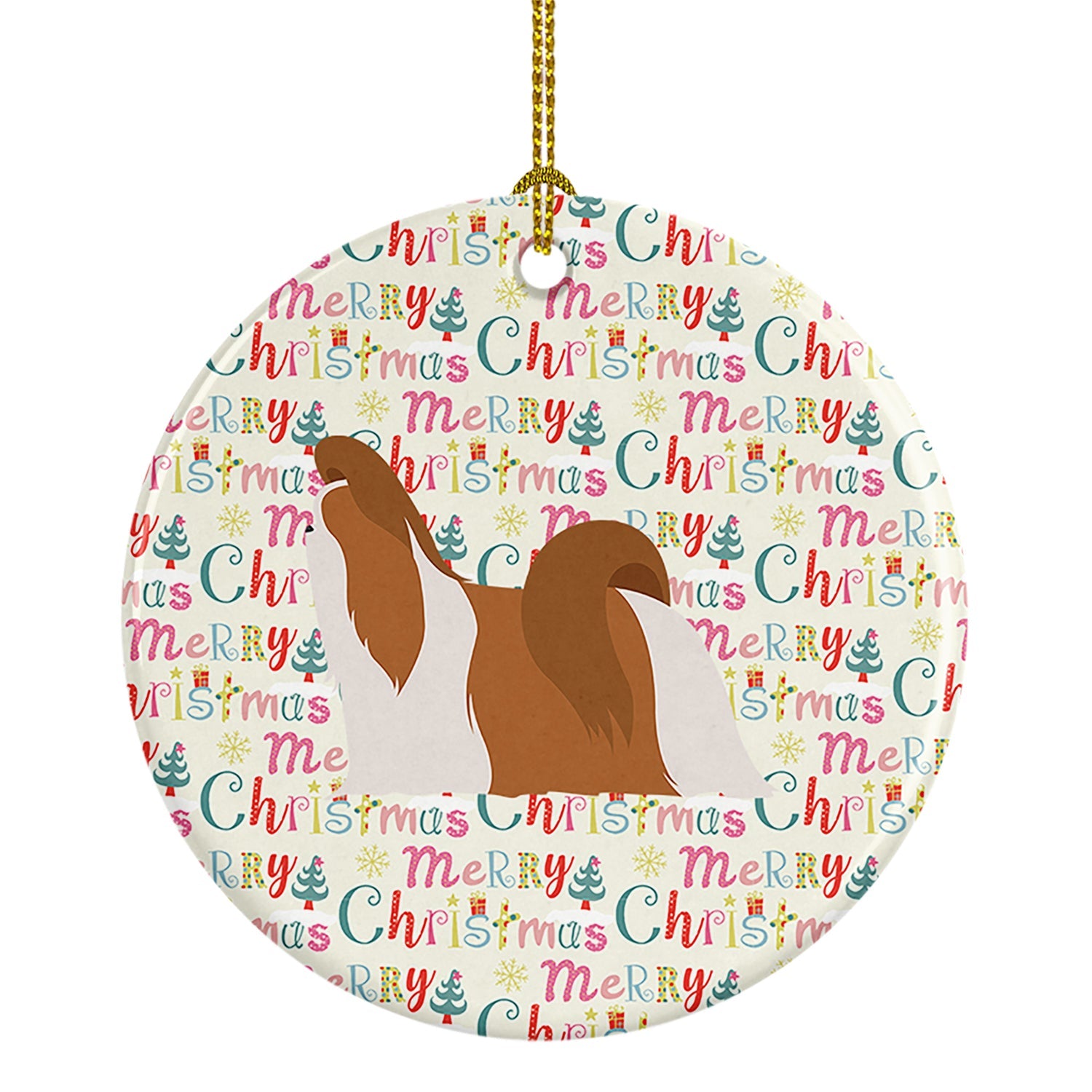 Shih Tzu Merry Christmas Ceramic Ornament