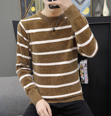 Striped Men's Sweater in Chenille (One Piece)