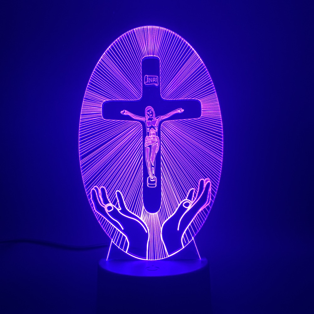 [Duplicate] [Archived] 3D Acrylic Christian Cross Night Light - USB Powered | Christian Home Decor