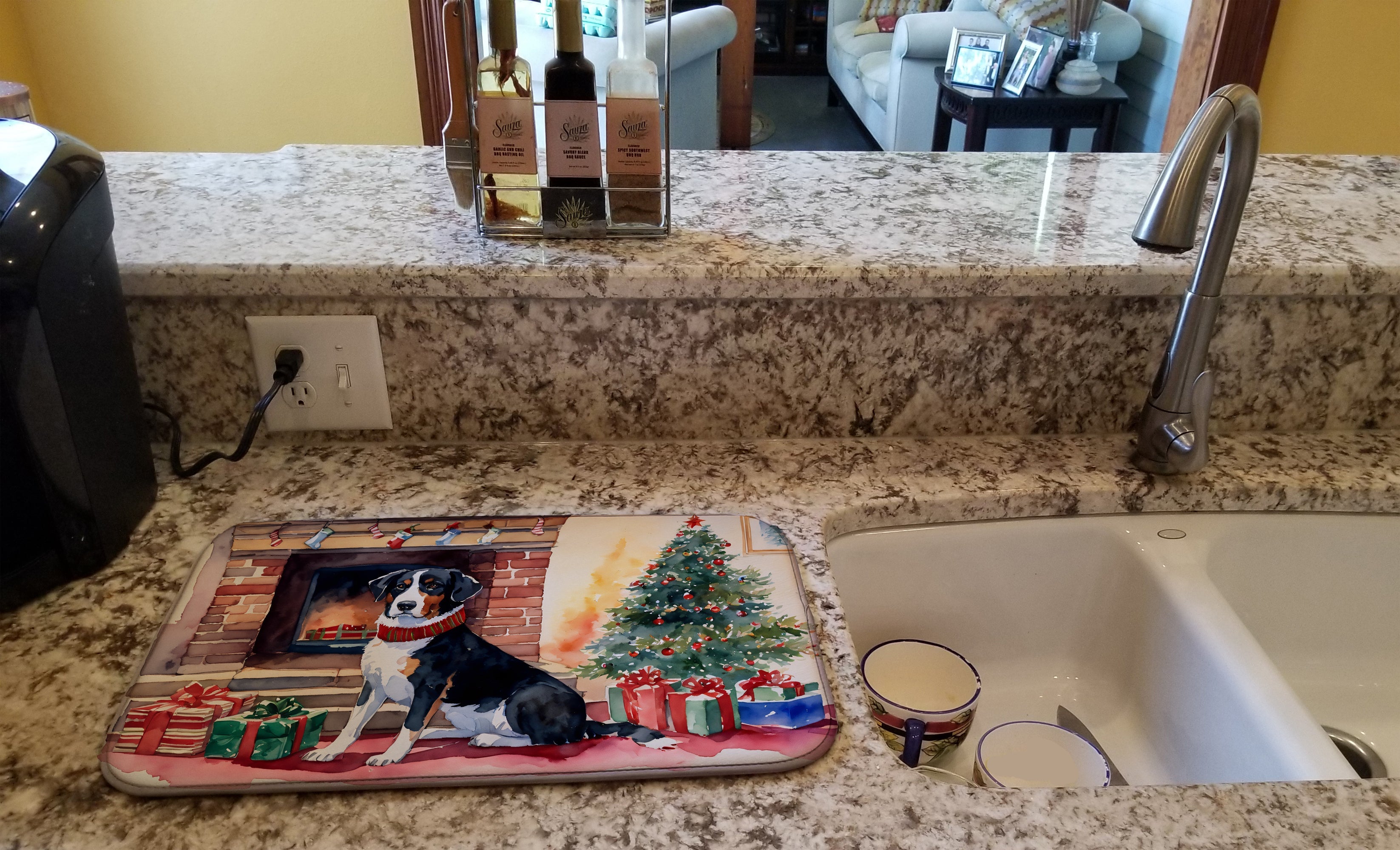 Appenzeller Sennenhund Cozy Christmas Dish Drying Mat