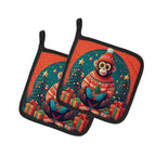 Monkey Christmas Pair of Pot Holders