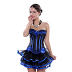Striped Body Shaping Lingerie Set with Lace Skirt