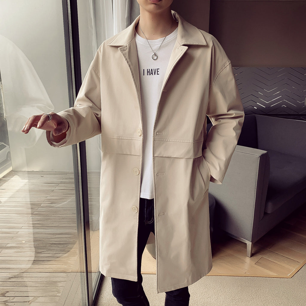 Men's Casual Mid-length Loose Windbreaker Jacket