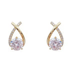 Alloy Crystal Crossover Stud Earrings