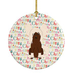 Merry Christmas Chinese Crested Cream Ceramic Ornament