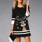 Women's Christmas Print 3/4 Sleeve Casual Dress