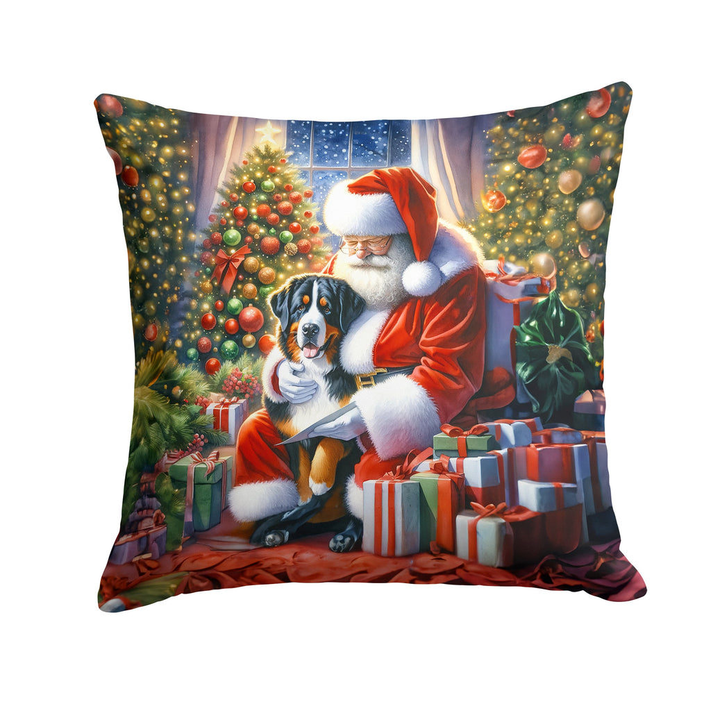 Greater Swiss Mountain Dog and Santa Claus Throw Pillow