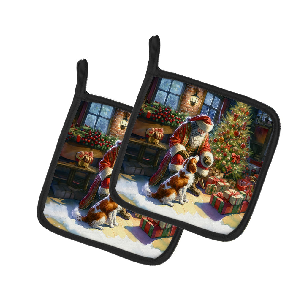 Brittany and Santa Claus Pair of Pot Holders