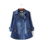 Korean Double-Breasted Loose Denim Cape Jacket for Women
