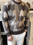 Geometric Jacquard Men's Retro Knitted Sweater Top