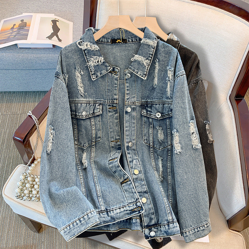 Plus Size Women's Denim Short Jacket