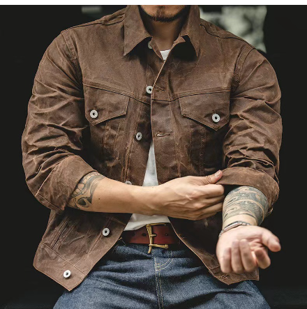 Men's Safari Jacket with Waxed Finish (One Piece)
