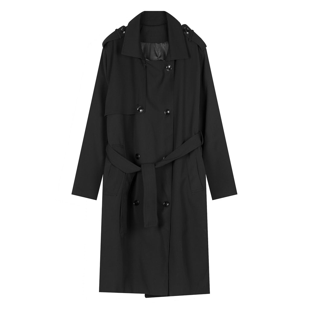Women's Mid-Length Loose Woolen Windbreaker Jacket