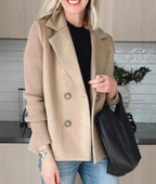 Double-Breasted Splice Sleeve Jacket