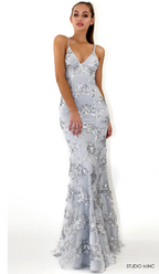 Deep V Sequin Dress with Spaghetti Straps
