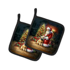 Wheaten Terrier and Santa Claus Pair of Pot Holders