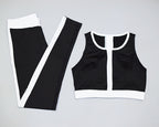 Black and White Sport Bra Set for Yoga and Running