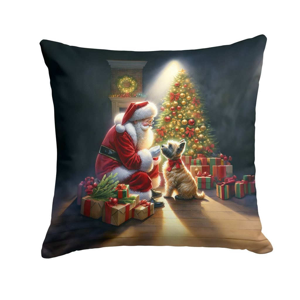 Cairn Terrier and Santa Claus Throw Pillow