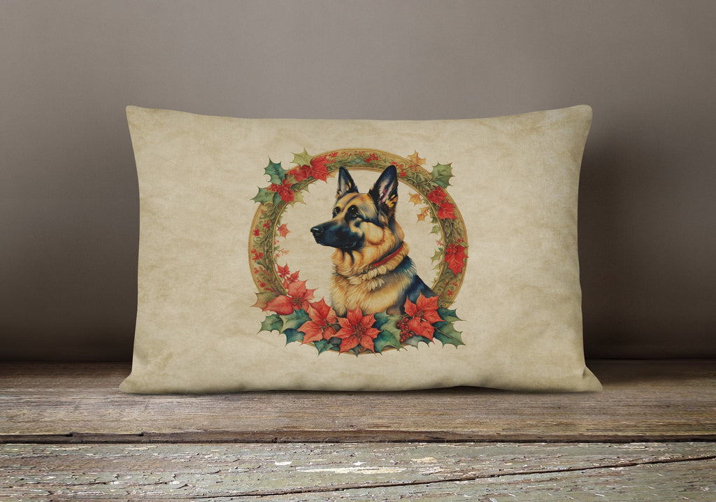 German Shepherd Christmas Flowers Throw Pillow
