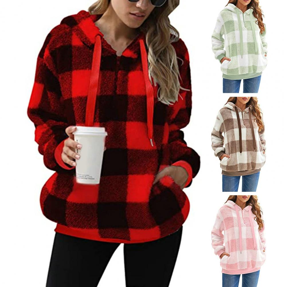 Cozy Women's Plush Hoodie with Drawstring for Fall/Winter | Streetwear