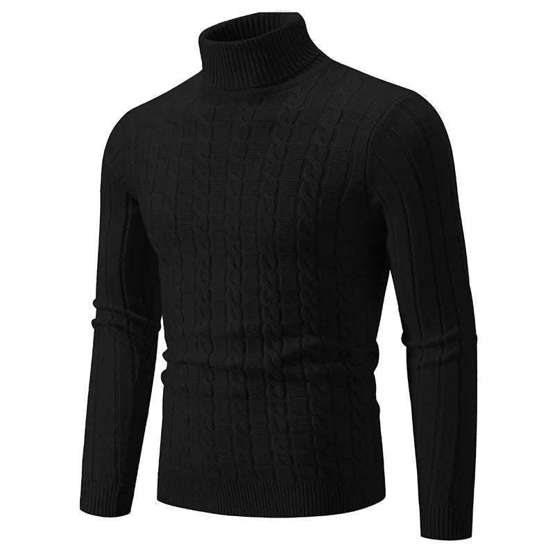 2023 Men's High Neck Twisted Flower Sweater Knitwear