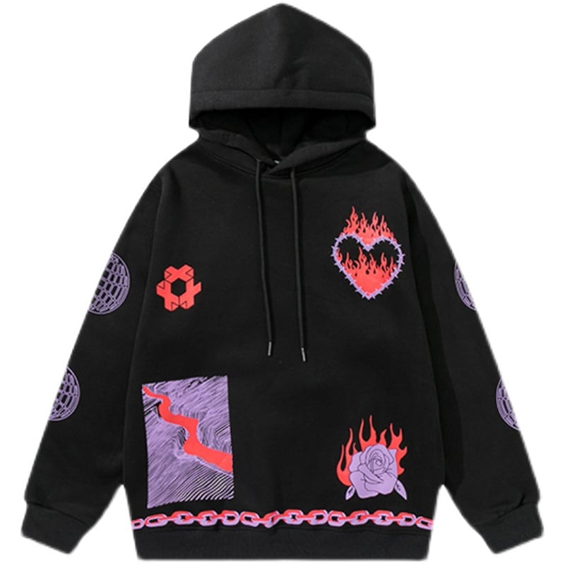 Niche Flame Print Hoodie | Streetwear