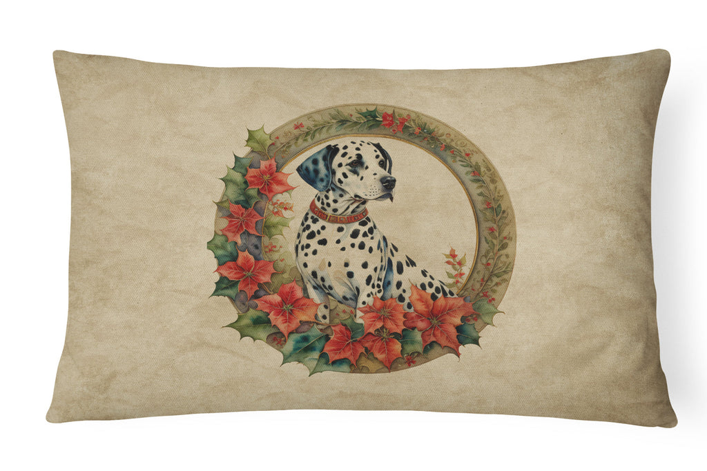 Dalmatian Christmas Flowers Throw Pillow