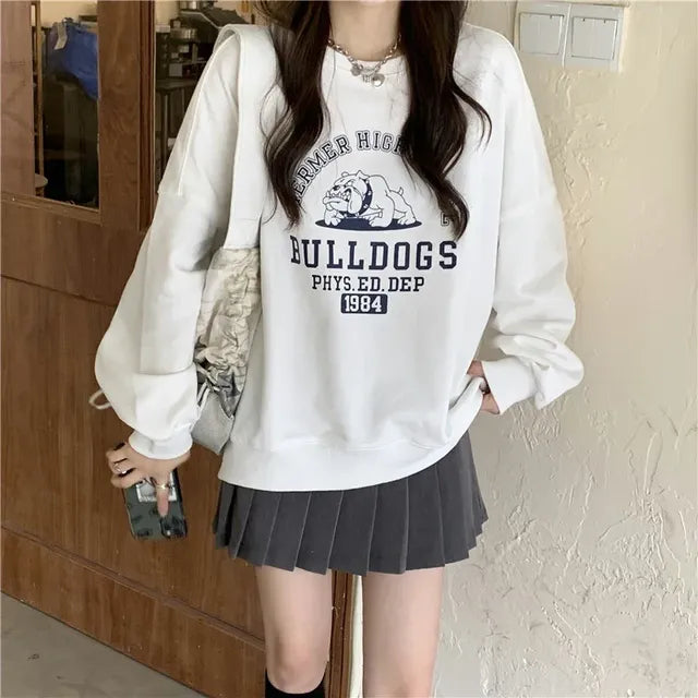 Women's VIPOL Letter Print Long Sleeve Hoodie (2023) | Streetwear