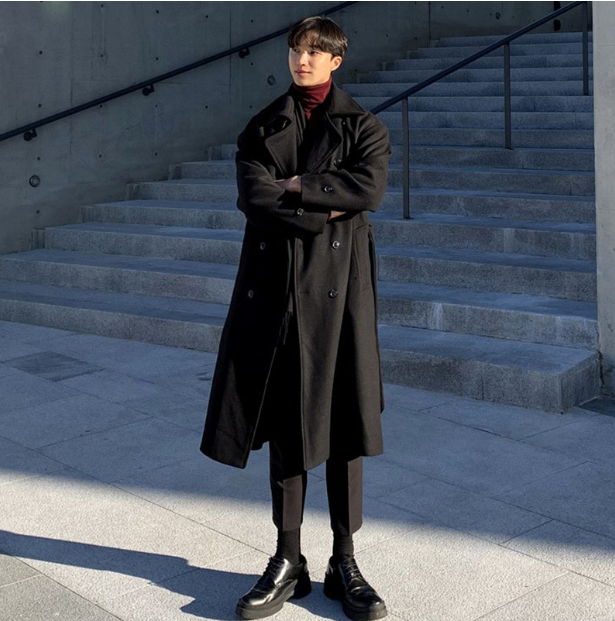 Korean Woolen Over-the-Knee Coat, Thickened, 2XL