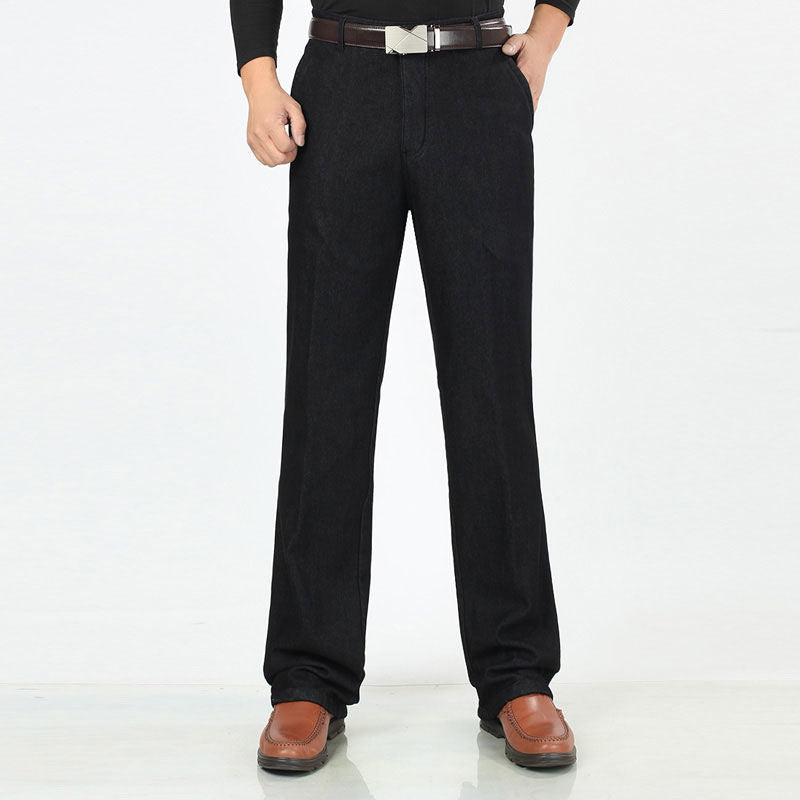 High-Waist Stretch Straight Cashmere Men's Trousers