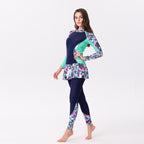 One-Piece Long Sleeve Swimsuit with Skirt