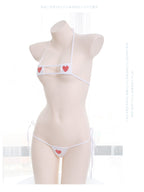 Women's Heart Embroidery Micro Bikini Lingerie Set