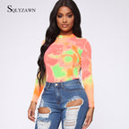 Rainbow Tie-Dye Off-Shoulder Bodysuit for Women