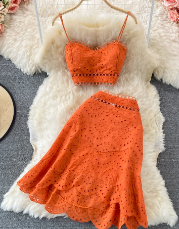 Cropped Top and High-Waisted Ruffle Skirt Set