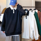 Oversized Autumn Lapel Hoodie for Men in Black/Green | Streetwear