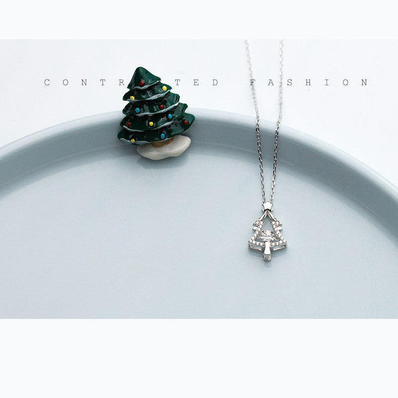 Silver Necklace with Single Christmas Tree