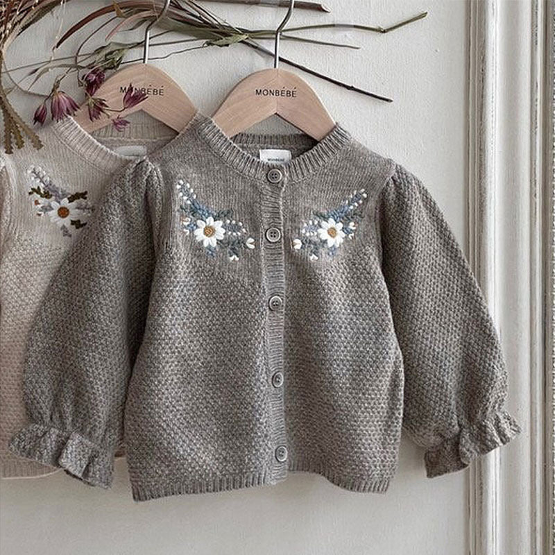 Fashionable Flower Sweater Coat for Kids and Babies