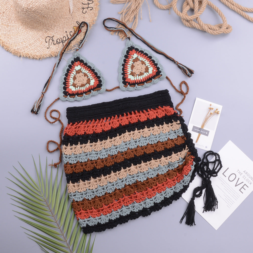 Amazon Beach Vacation Crochet Colorful Bikini Set