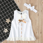 Summer Style Girls' Sleeveless Bow Dress Set