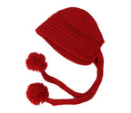 Women's Hand Knitted Long Lace-Up Beanie Hat | Embroidered Cap