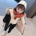Mid-Length Cotton Wool Coat for Girls