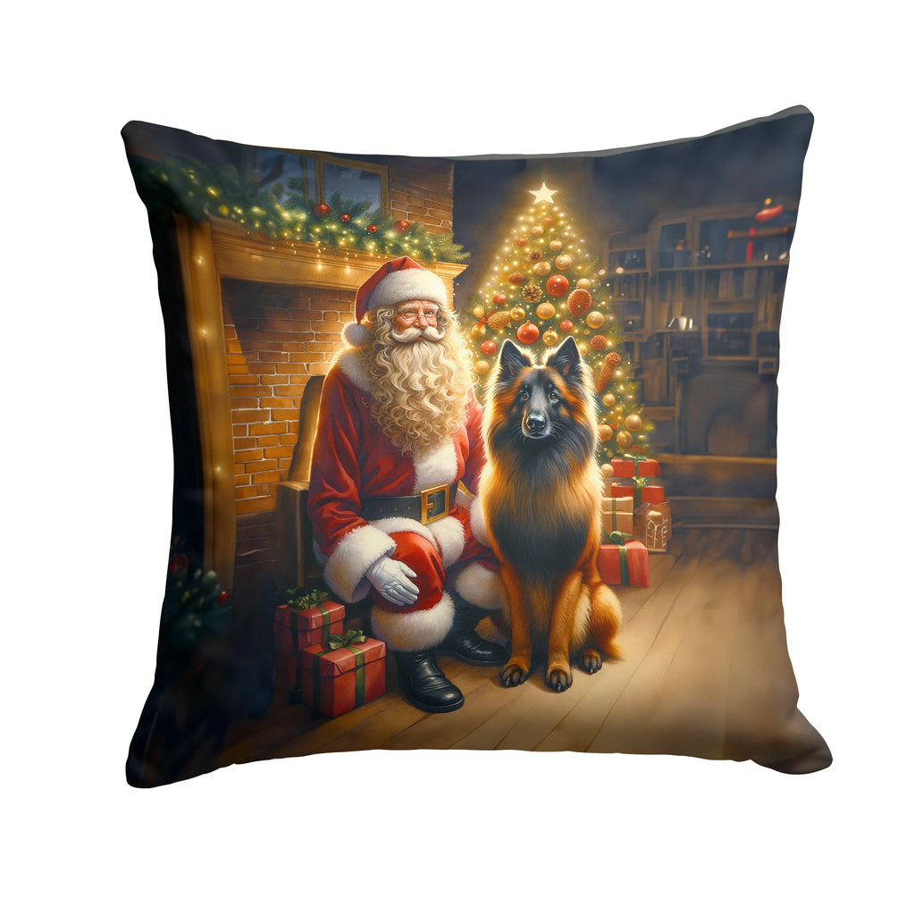 Belgian Tervuren and Santa Claus Throw Pillow