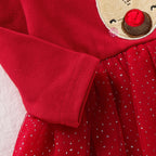 Christmas Reindeer Dress with Mesh Skirt