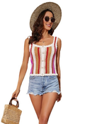 Multi-color Striped Lace Camisole Vest for Women