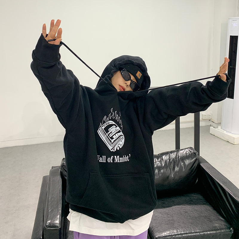 Women's Retro Fleece Print Hoodie for Street Style | Streetwear