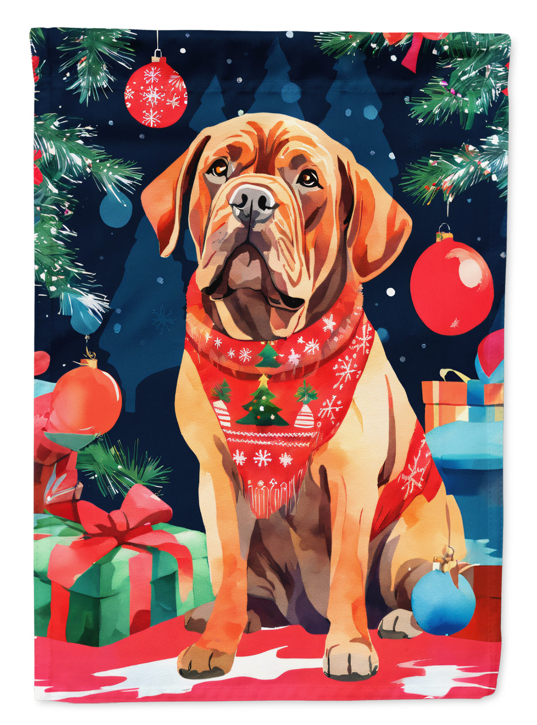 Dogue de Bordeaux Christmas House Flag